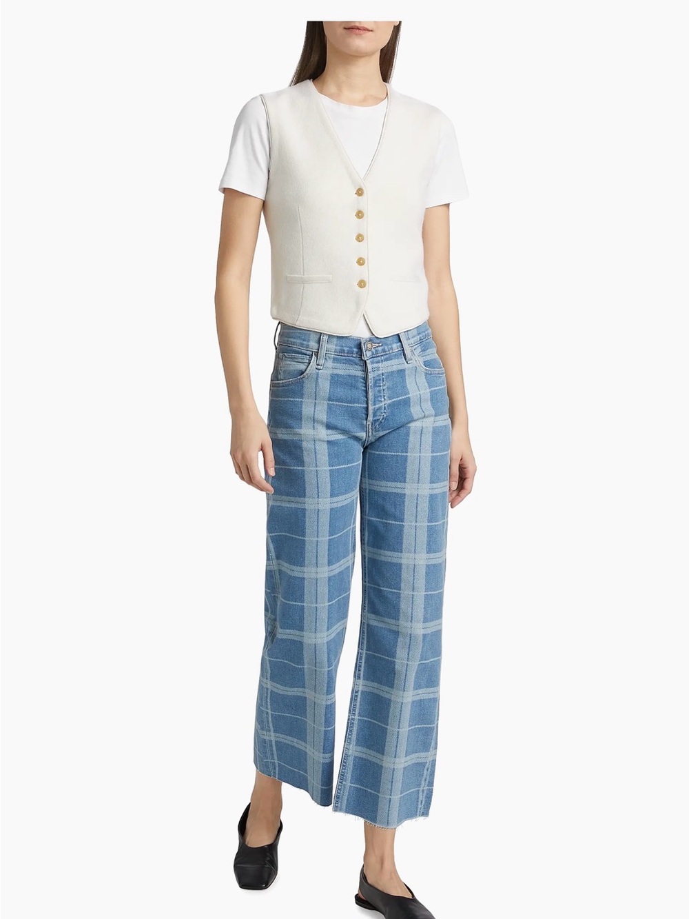 Hudson Jeans Blue Plaid Straight Leg Jeans